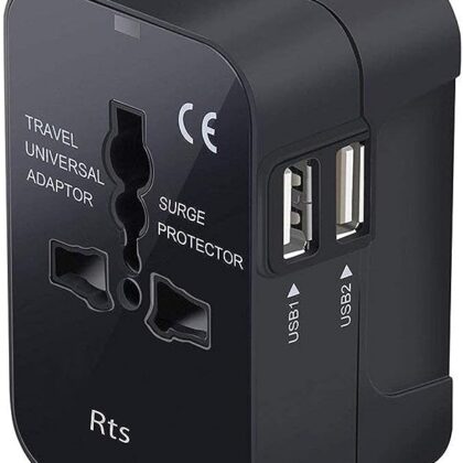 Universal Travel Adapter, International All in One Worldwide Travel Adapter with USB Ports with Multi Type Power Outlet USB 2.1A,100-250 (Black)